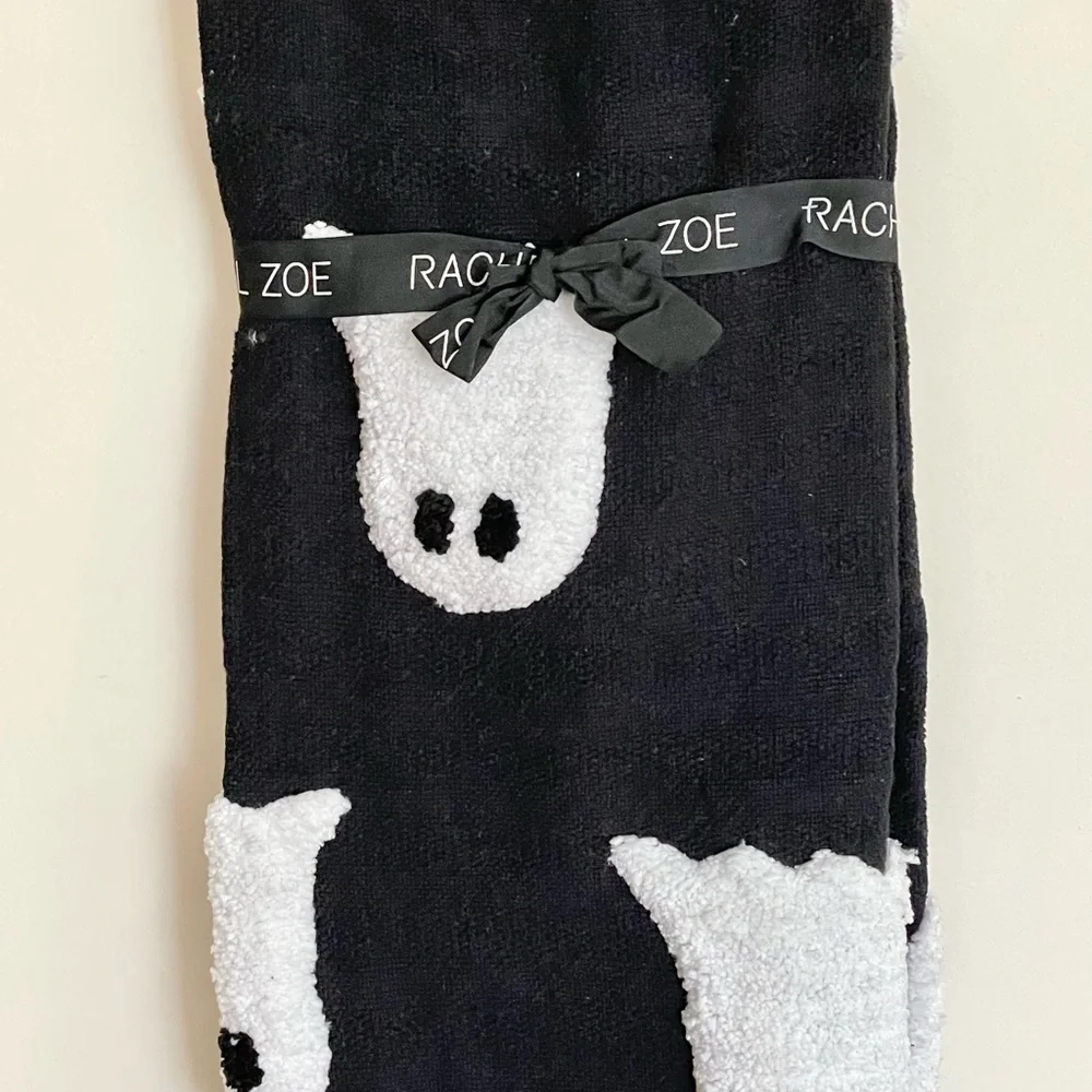 NEW Rachael Zoe Halloween Ghost Knit Decorative Throw Blanket 50x60” Black White